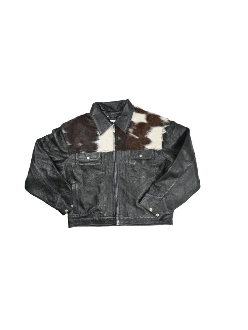 Hours Cowhide Leather Jacket in Black